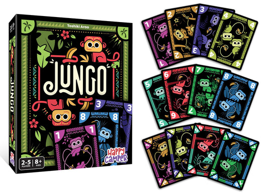 Happy Camper Jungo table-play shows players strategizing during a friendly round.