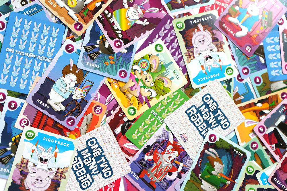 Happy Camper One Two Many Rabbits family game night setup inspires shared fun