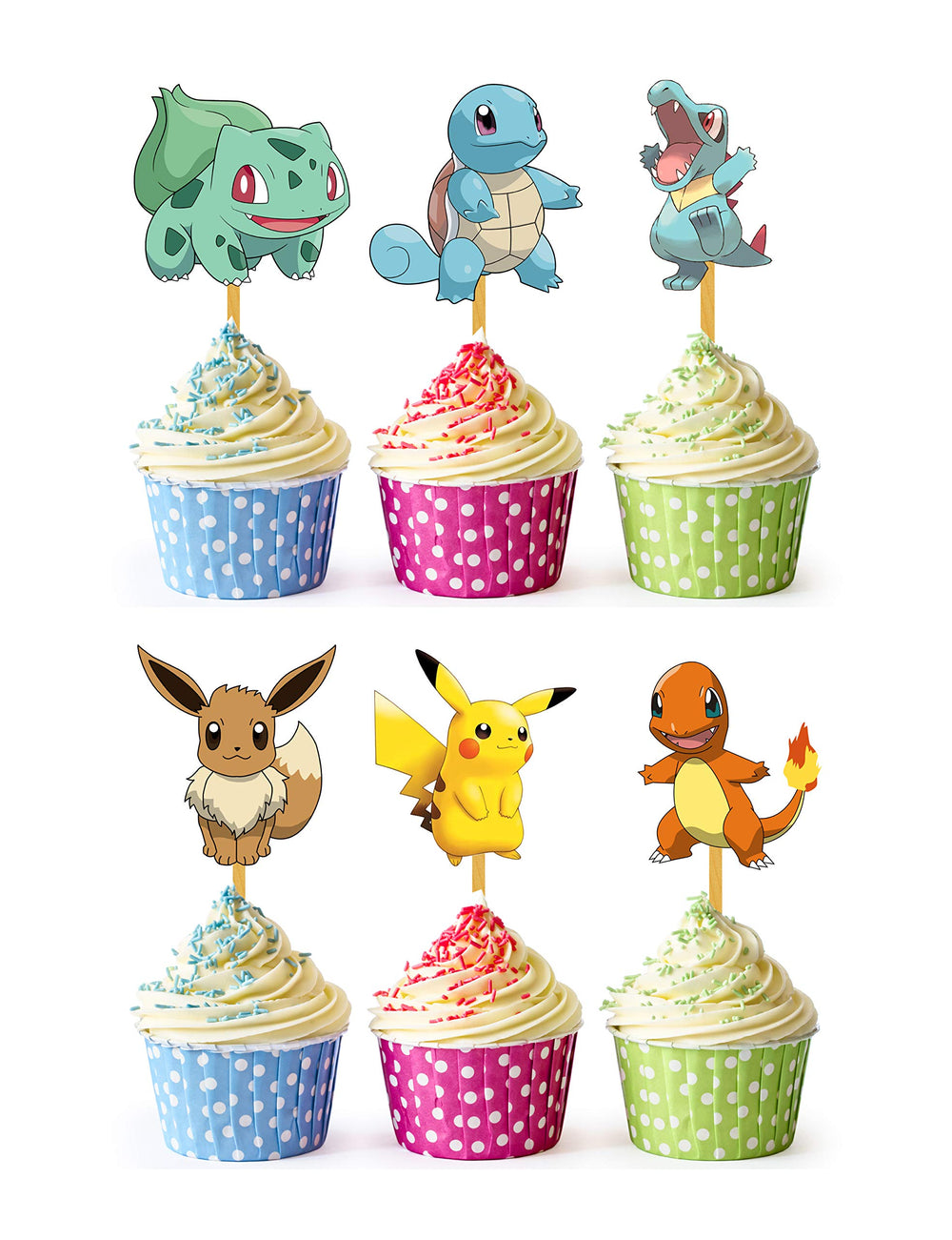 HAPPY CHOICES 24x cupcake toppers brighten birthday cupcakes with festive appeal.