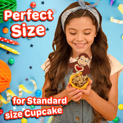 Happy Choices Curious Monkey cupcake picks add color to kids' celebrations.
