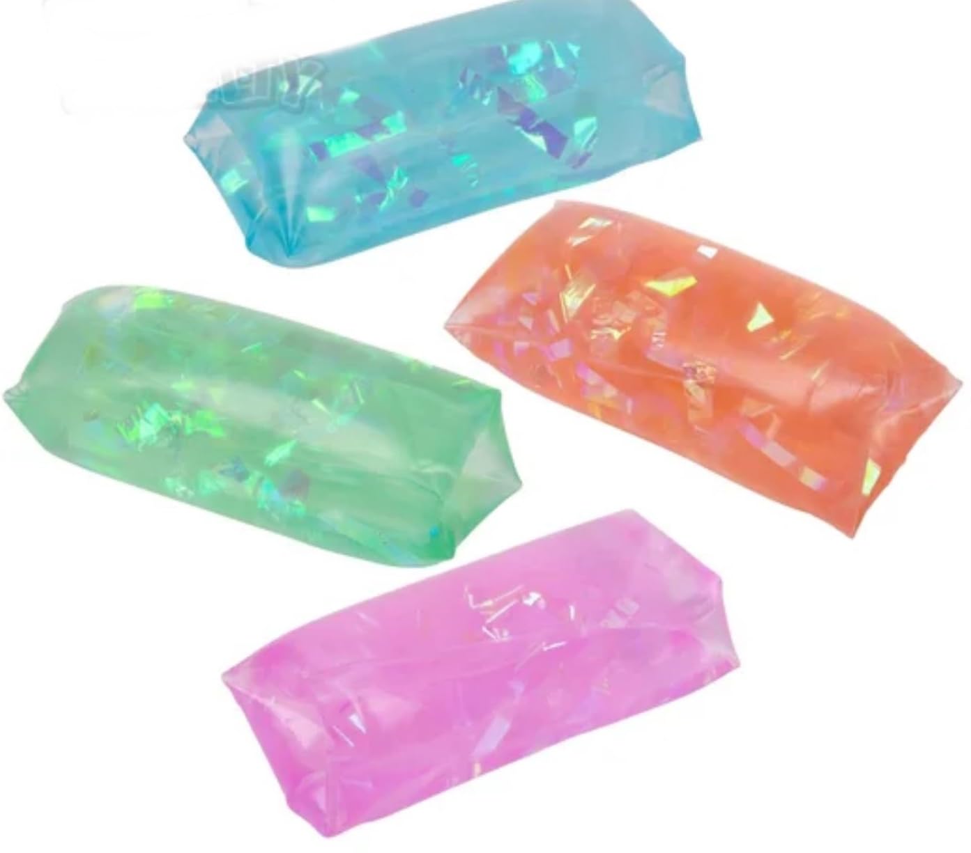 Happy Deals Water Wiggler 4Pack front view with prismatic sparkle for sensory play.