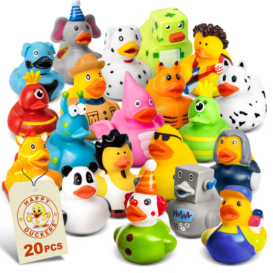 Happy Duckers bulk rubber ducks assorted set for bath time and play