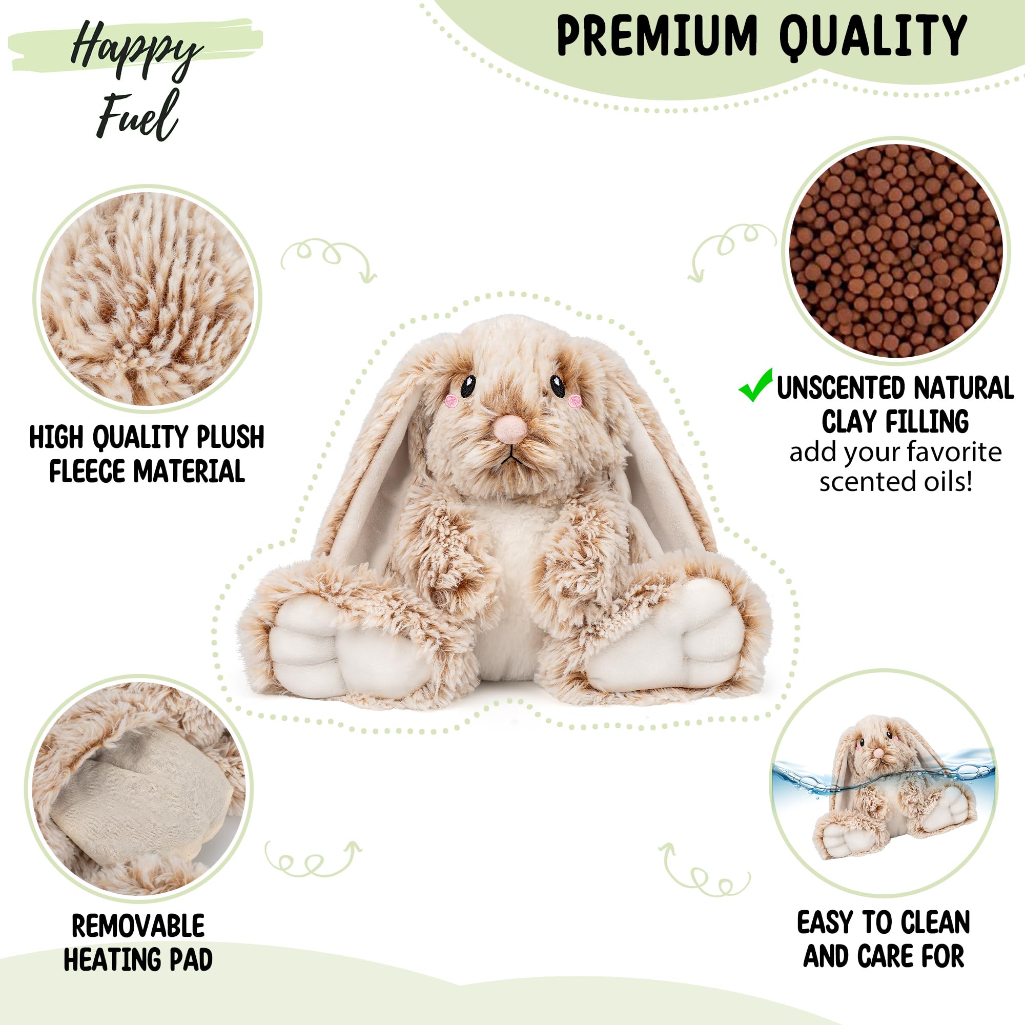 Happy Fuel unscented heating pad inside, back view shows fragrance-free warmth