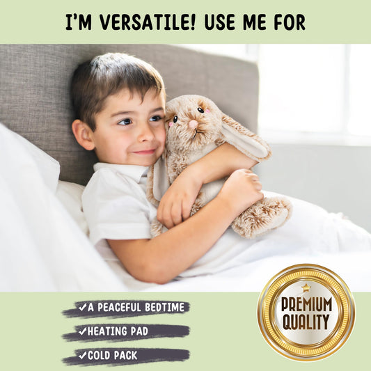 Happy Fuel bunny weighted one-point-five-pound plush side view for comforting hugs