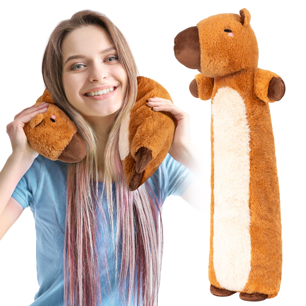 Happy Fuel capybara microwavable plush provides warm, comforting hugs.