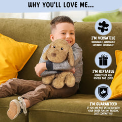 Happy Fuel Goldendoodle plush uses unscented natural clay beads
