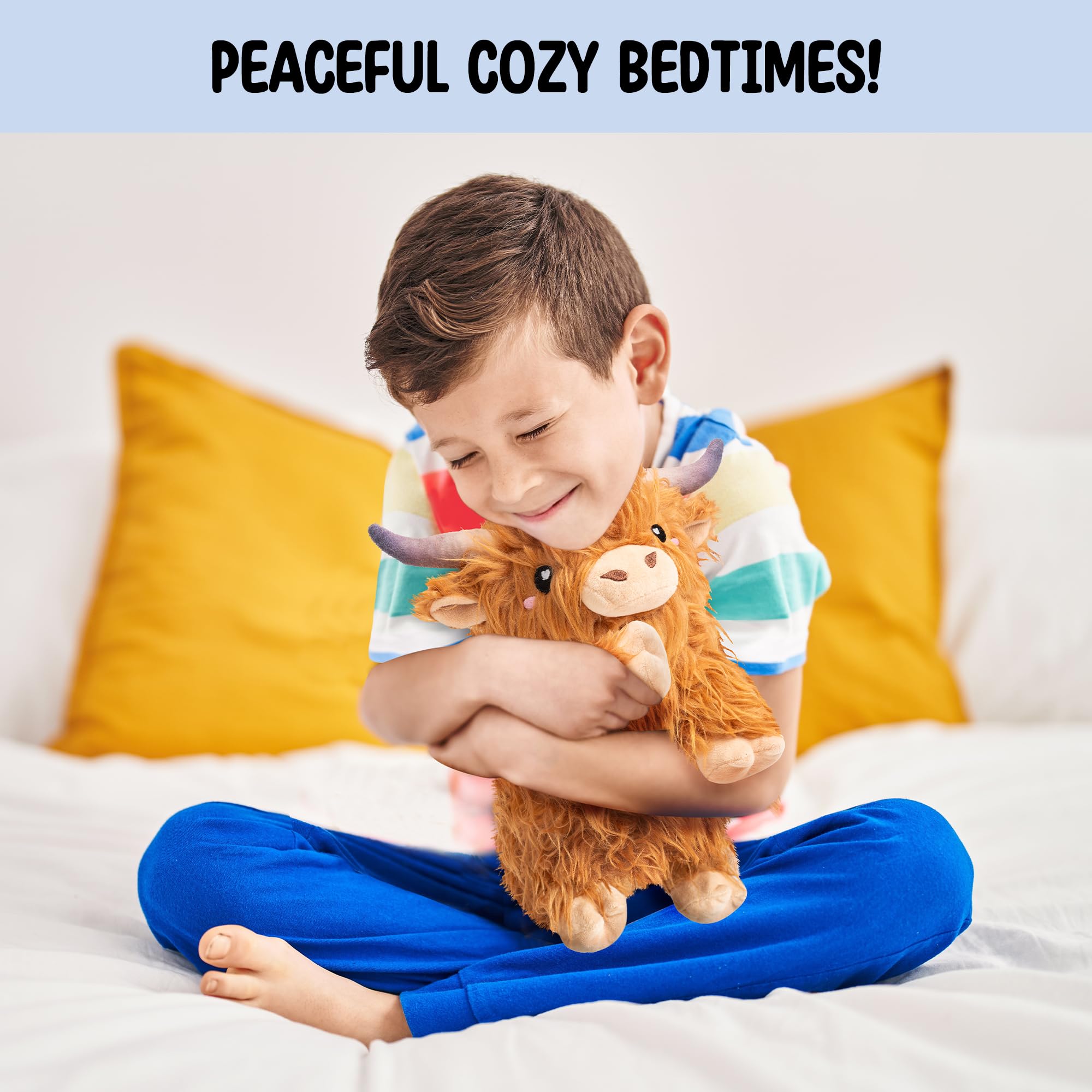 Happy Fuel Highland Cow warmth companion for bedtime and quiet relaxation.