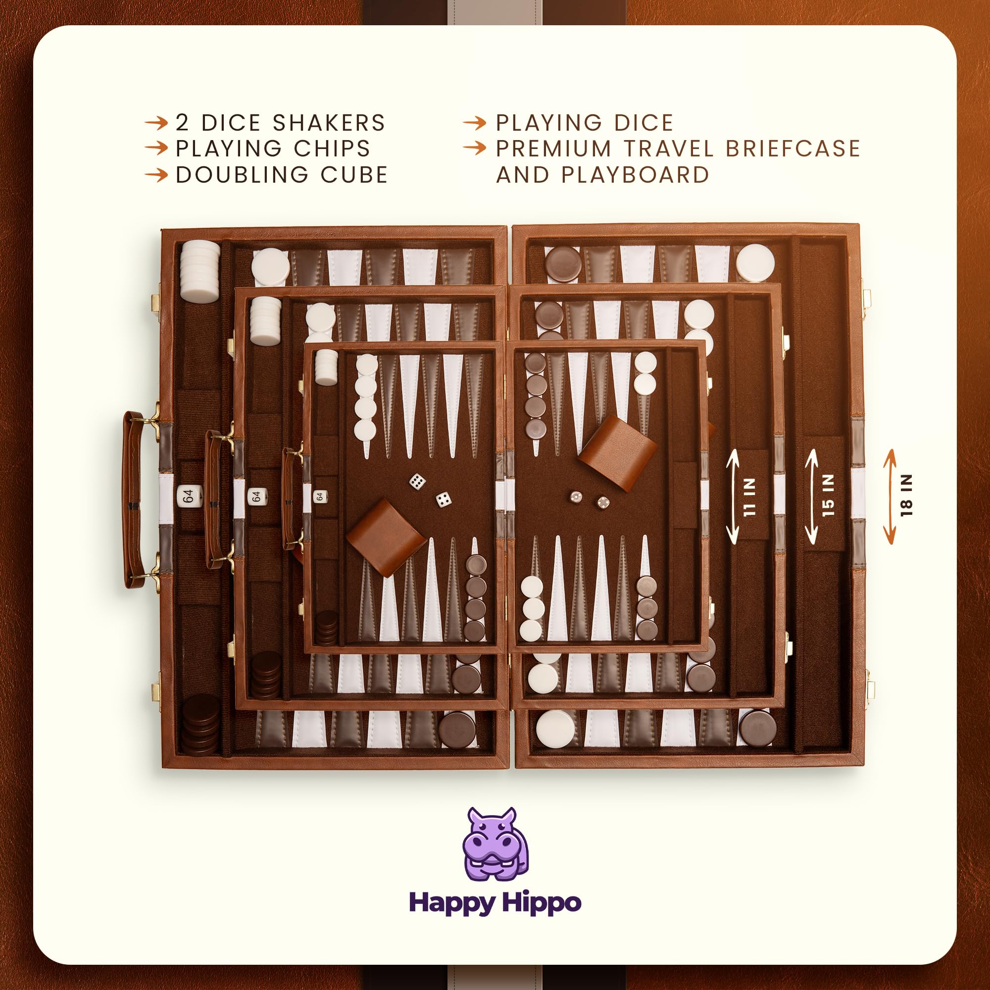Happy Hippo felt interior provides quiet rolls and precise piece movement.