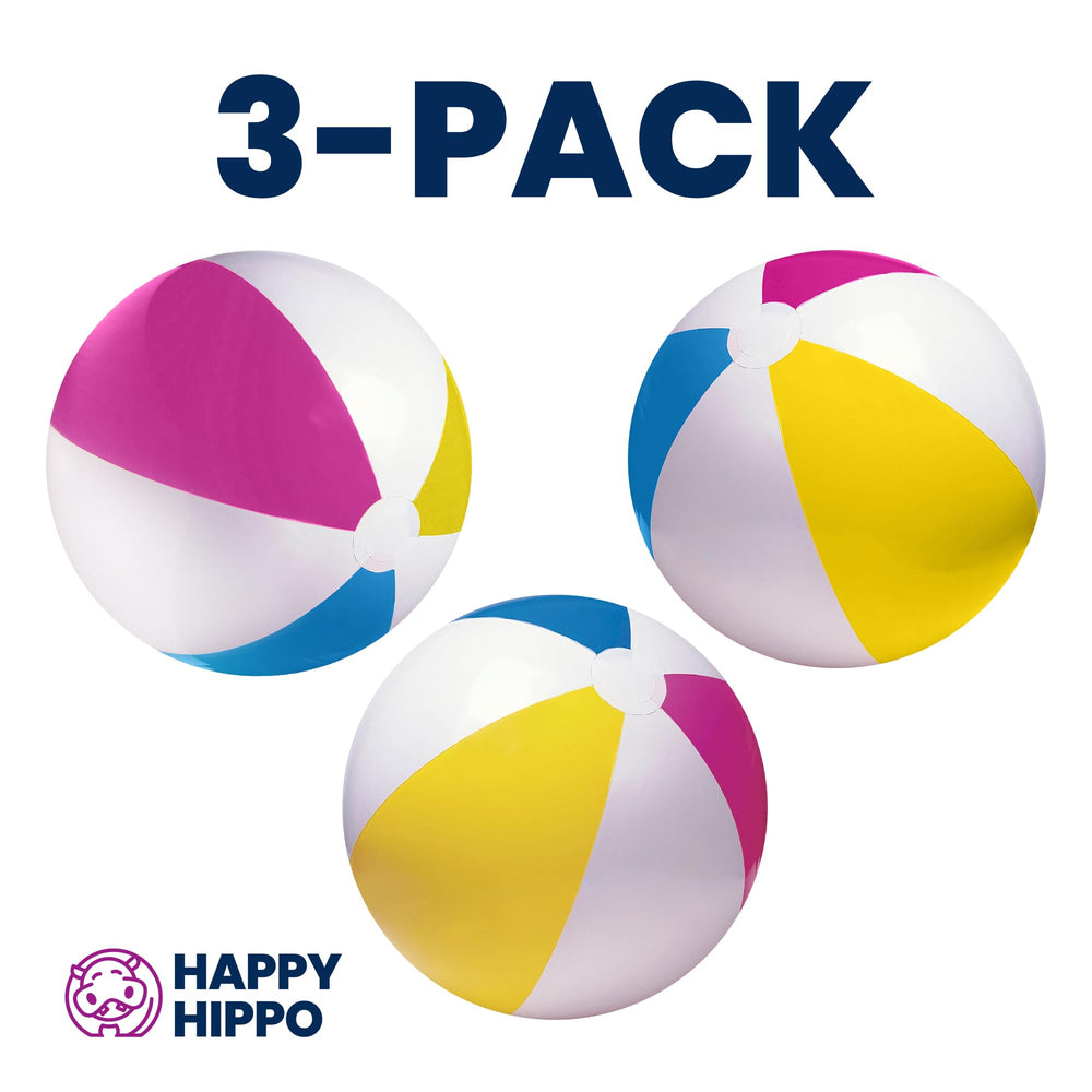 Happy Hippo inflatable beach balls ready for pool party play
