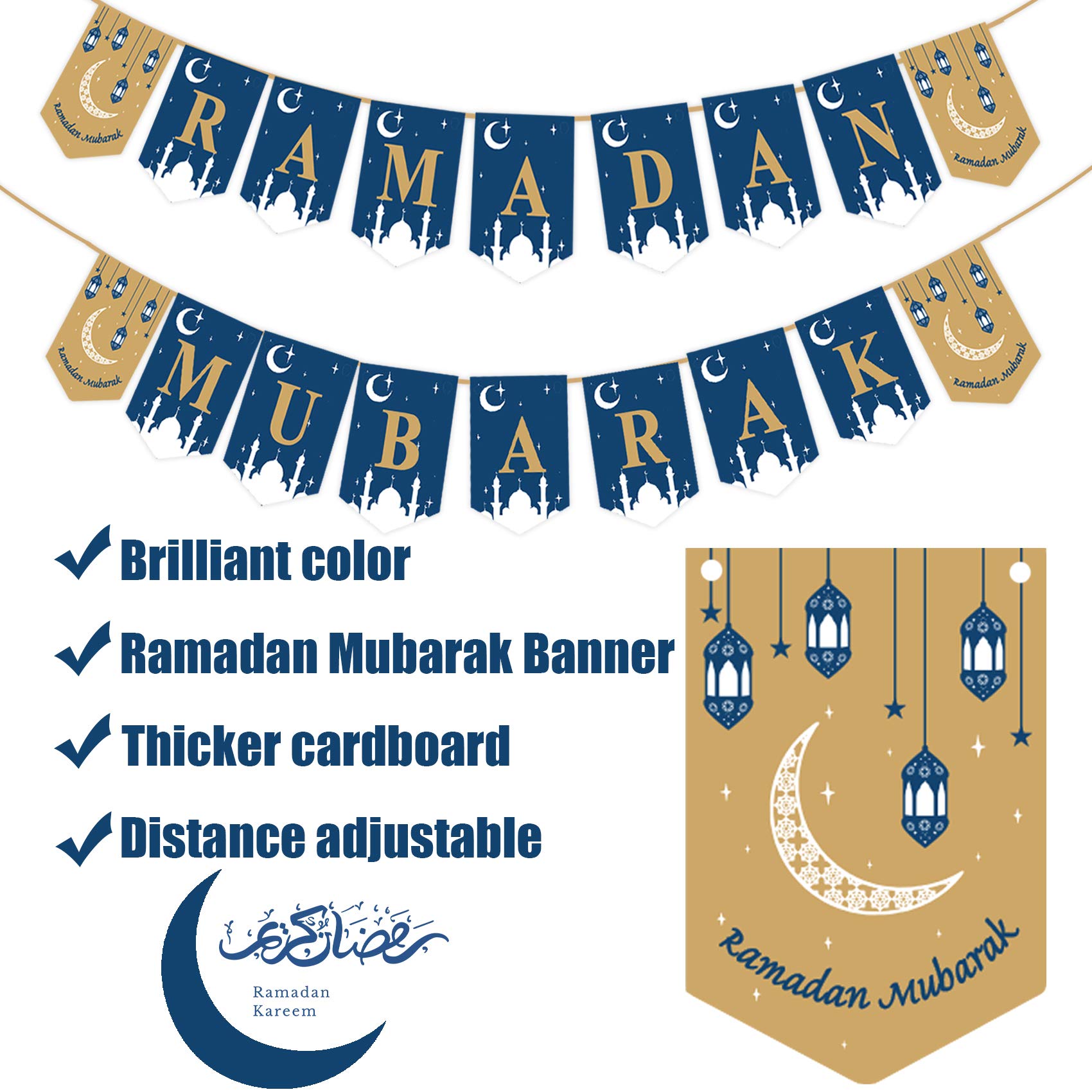 Happy Storm Ramadan banner with end cards and ribbon ready to hang.