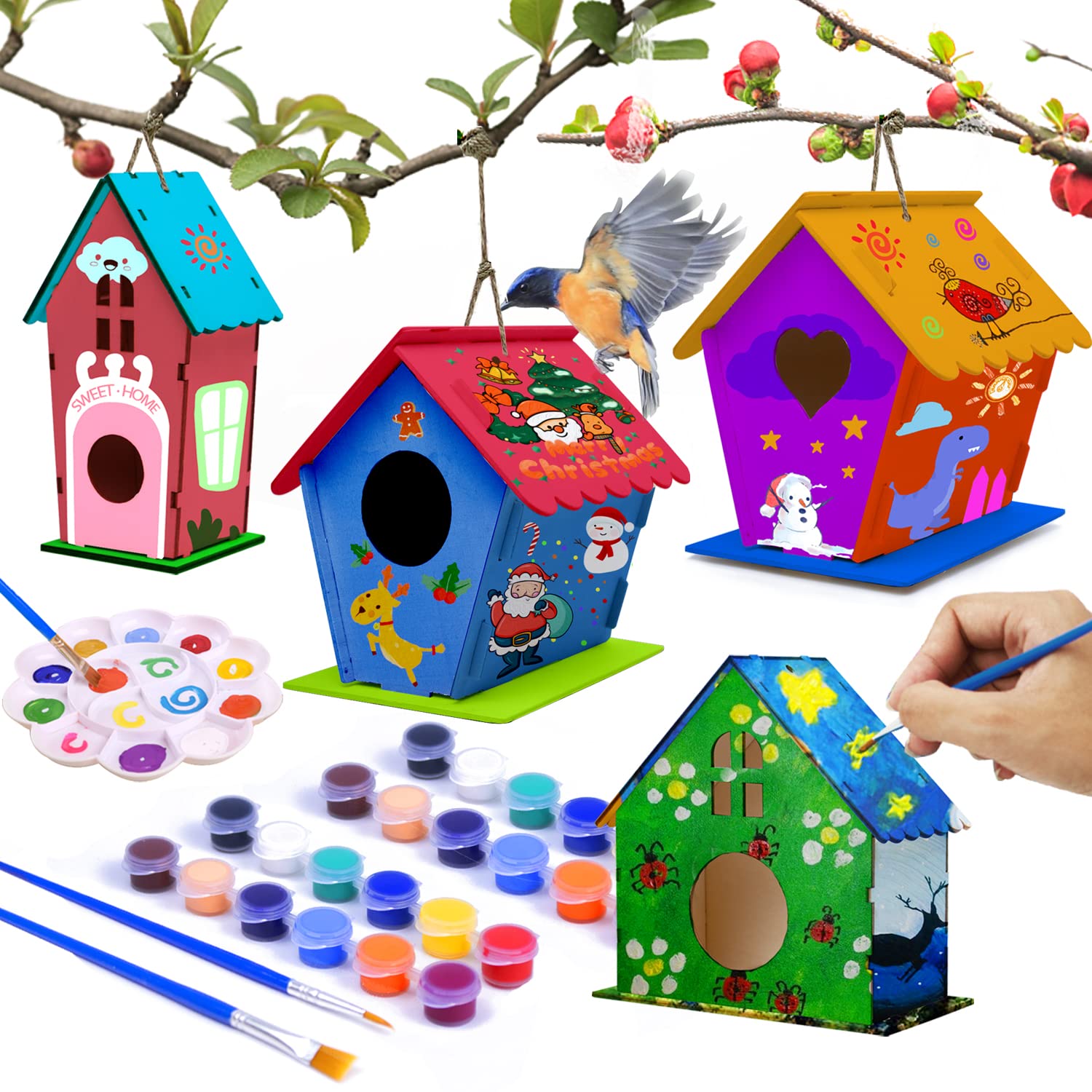 hapray birdhouse kit with four unassembled shells for hands-on creativity.
