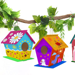 hapray painting kit: encourages creative personalization of birdhouses.