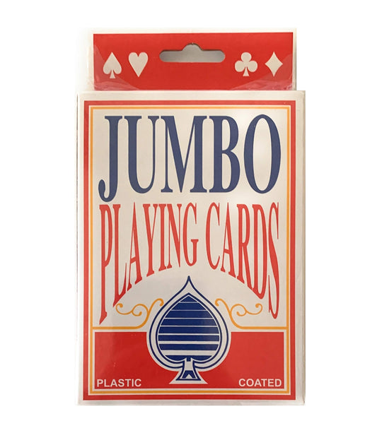 Hapros Jumbo playing cards, 3.5 x 5 inches, plastic coated for durability and long-lasting use.