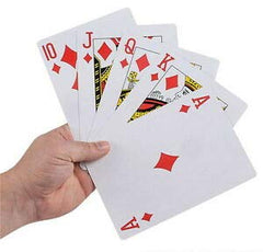 Hapros jumbo cards feature large print for easy visibility during family game night.