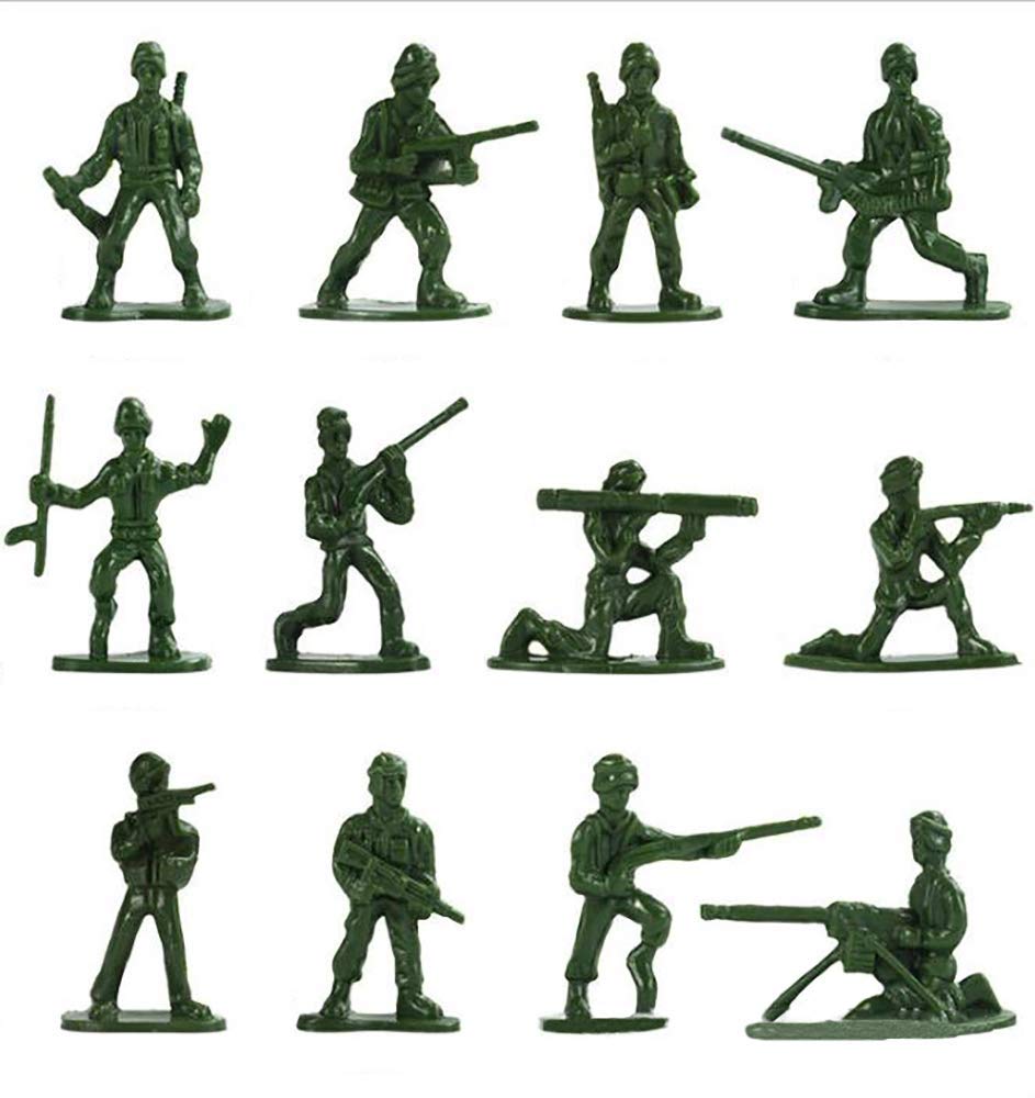 HAPTIME 100-piece green soldiers with 12 poses for play and display
