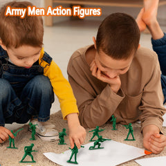 HAPTIME green army men pack closeup highlights molded detail and bright colors.