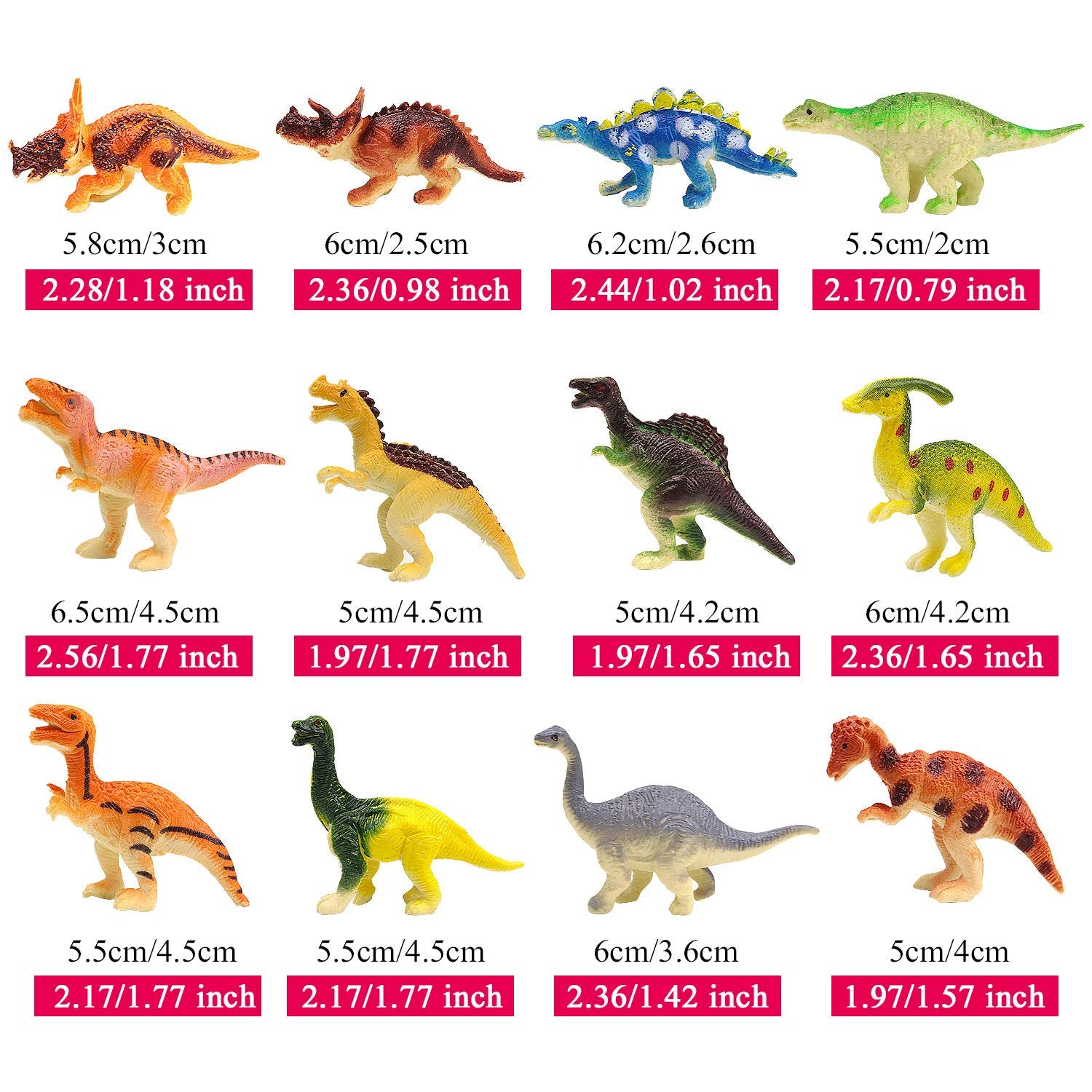 HAPTIME mini dinosaur figures 1.5–3 inch for on-the-go learning.