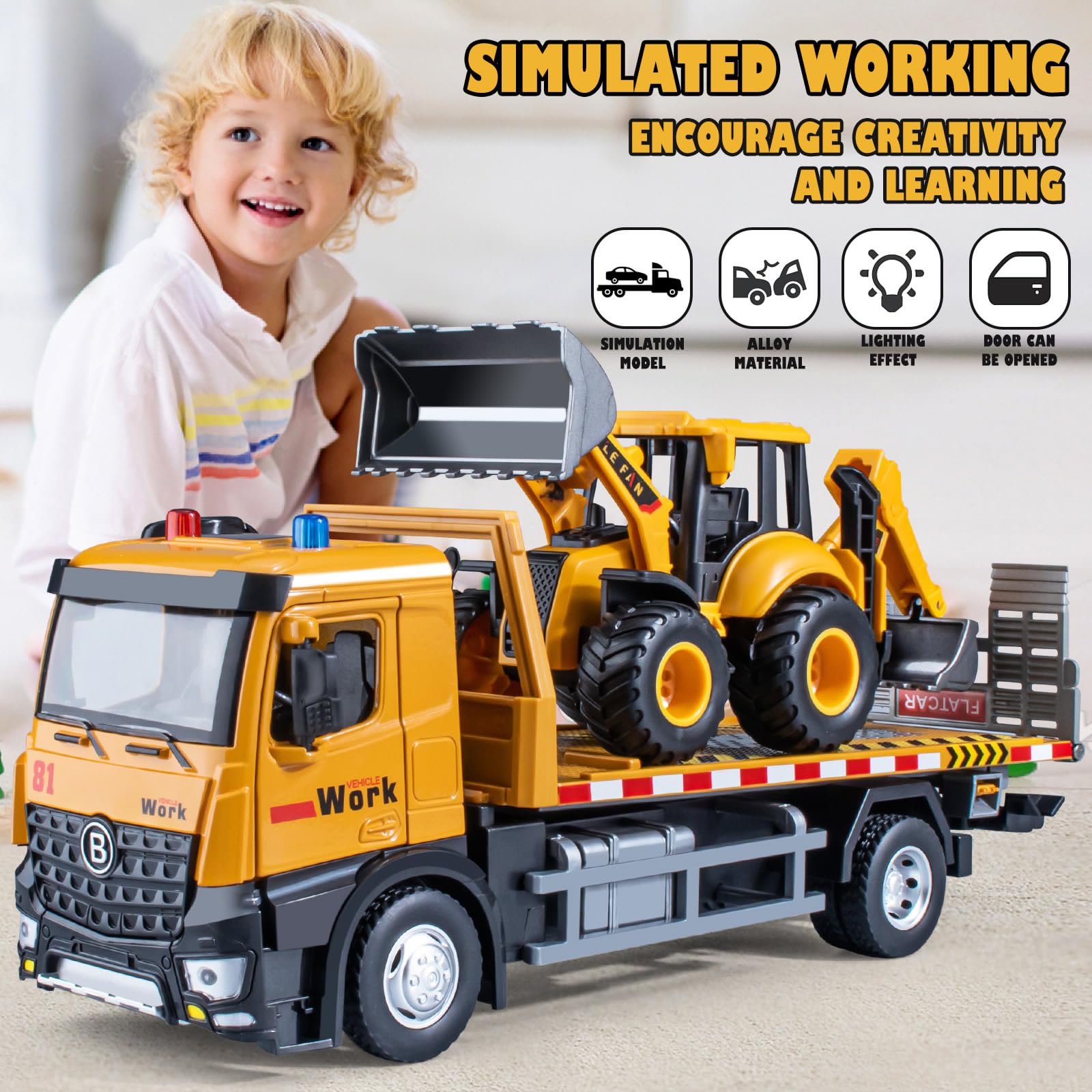 HAPYAD Tow Truck Toy in Action sparks imaginative construction play