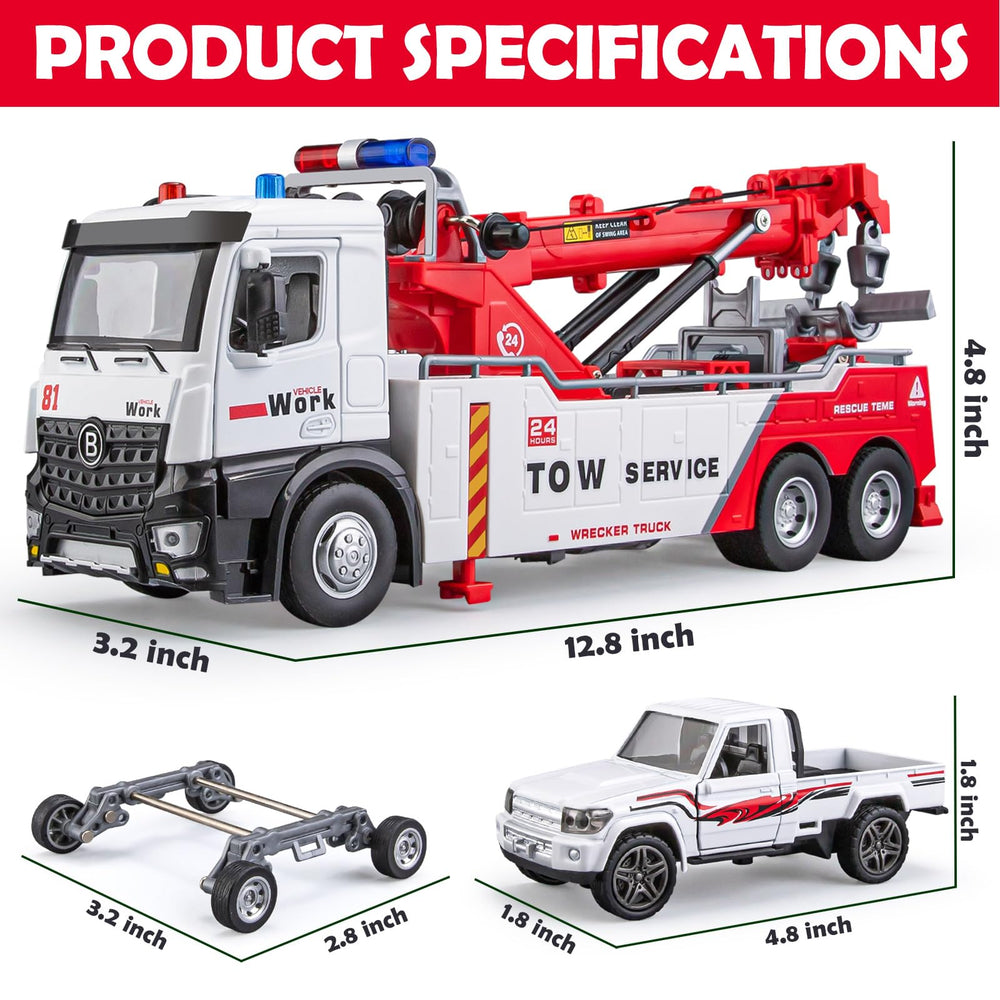 HAPYAD tow truck toy realistic tire detail adds authentic texture.