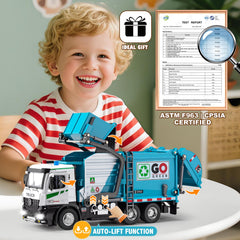 HAPYAD trash truck blue with lights and sounds enhances realistic pretend play.