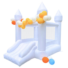HapyBoucy white bounce house for kids provides ample indoor or outdoor space.
