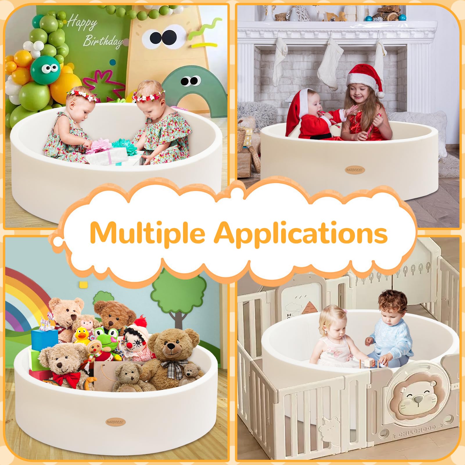 Harbolle ball pit detachable pad for easy cleaning and maintenance