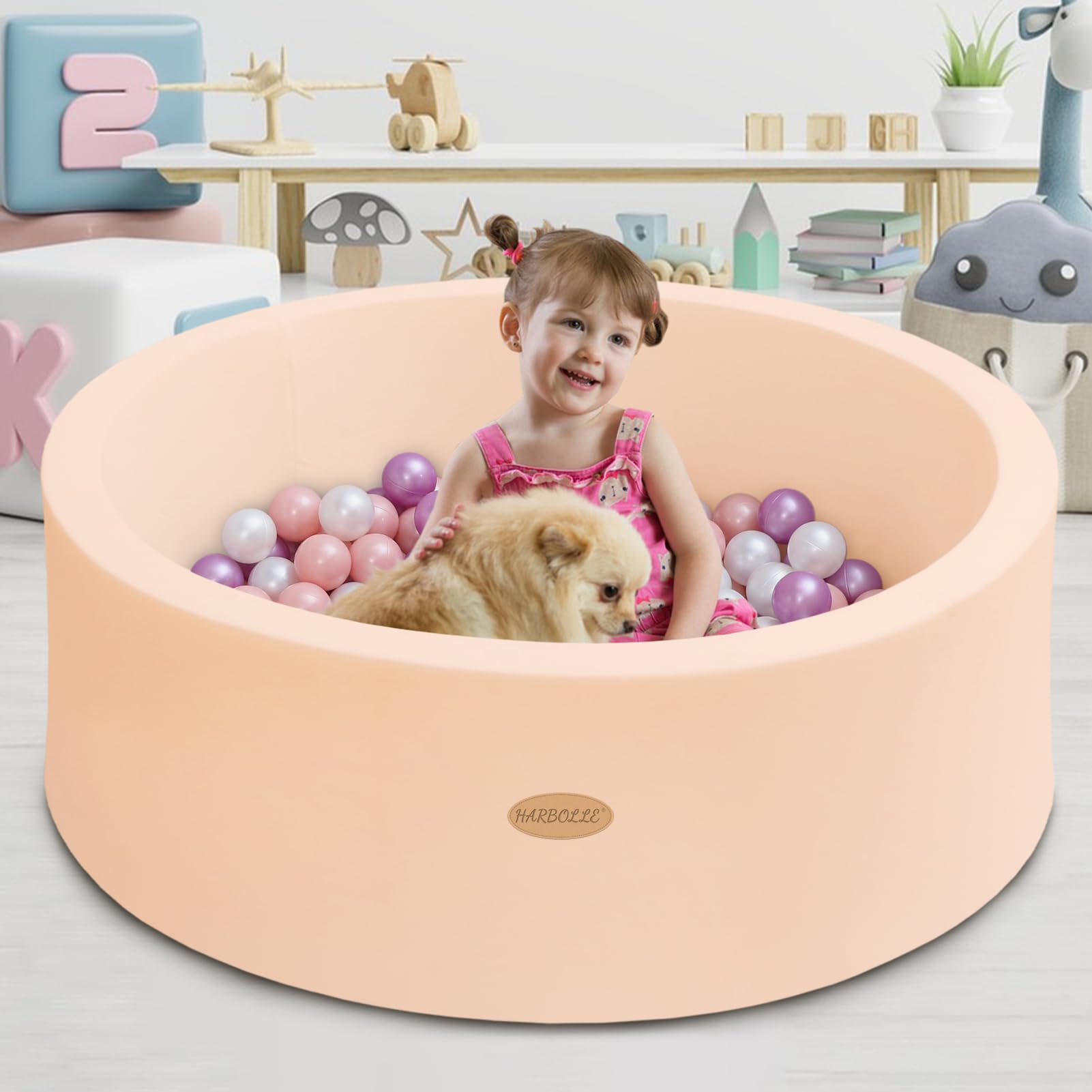 Harbolle ball pit dimensions: 35.4-inch diameter with an 11.8-inch wall.