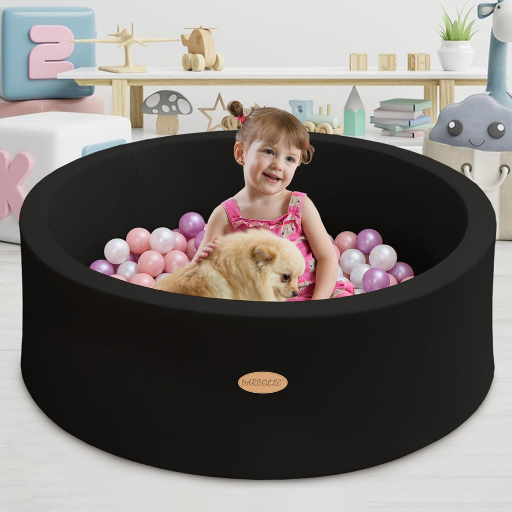 HARBOLLE ball pit doubles as a soft reading nook.