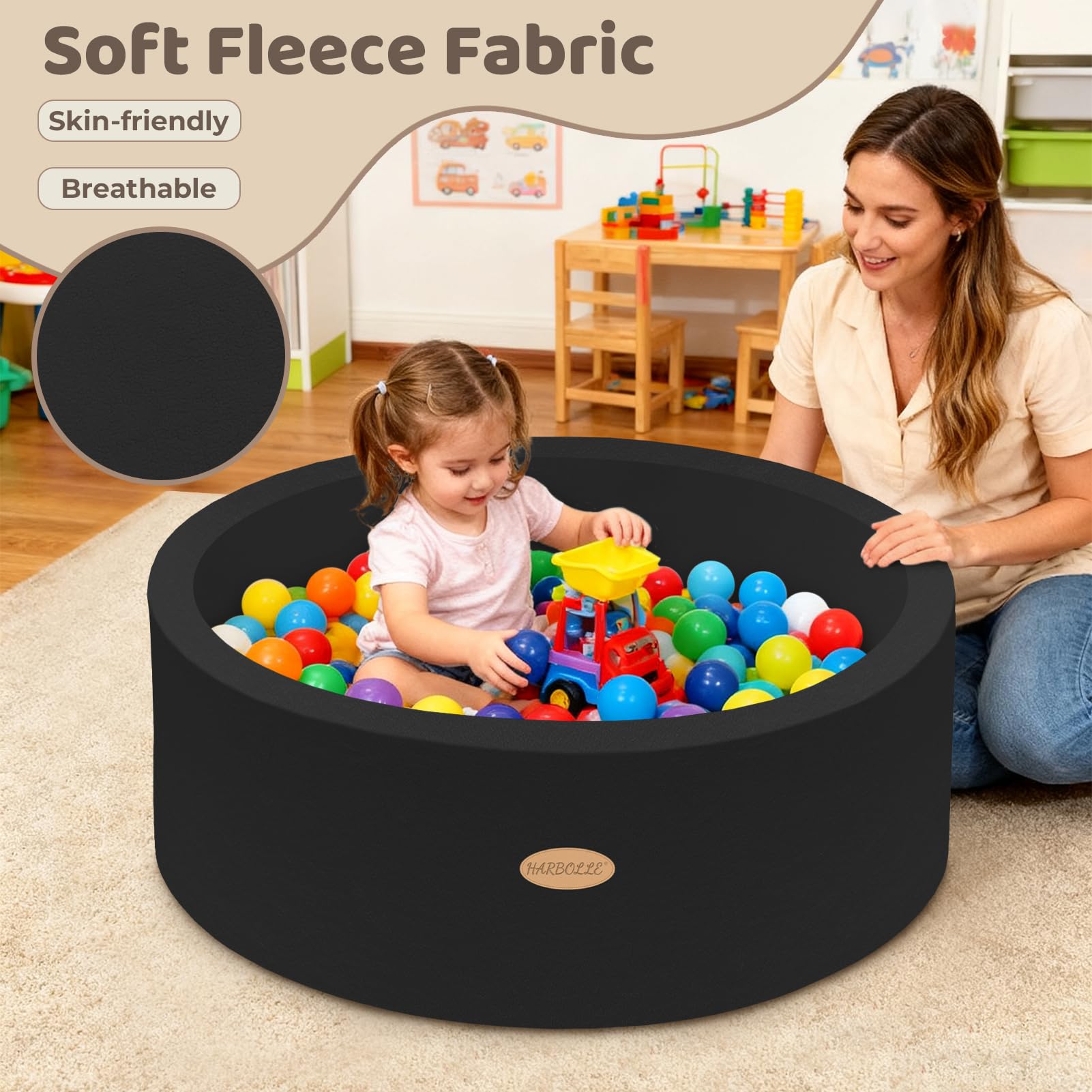 HARBOLLE ball pit interior with colorful balls supports active, supervised play.