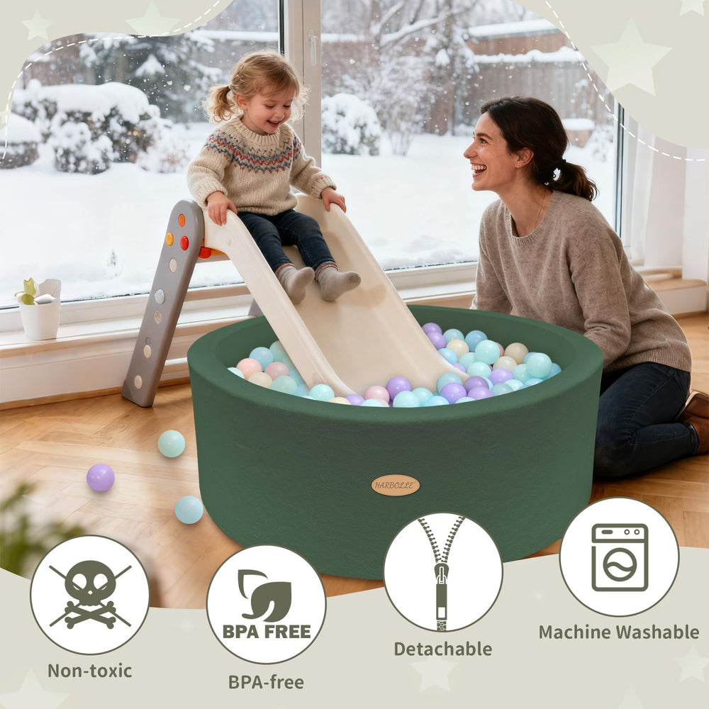 Spacious Harbolle ball pit supports multi-child play in a secure enclosed area.