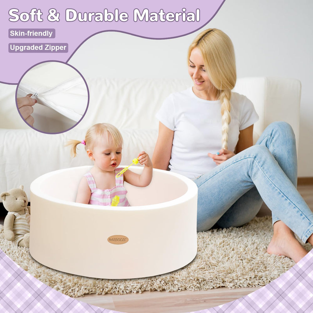 HARBOLLE ball pit wall height 9.8 inches supports safe seated play.