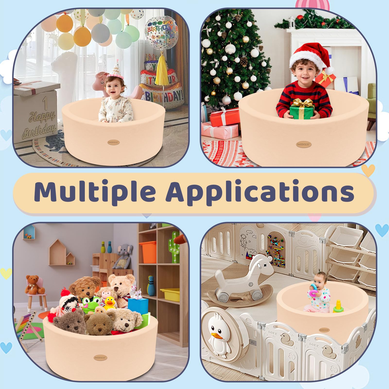 Harbolle safe sensory play space supports motor exploration and color recognition.