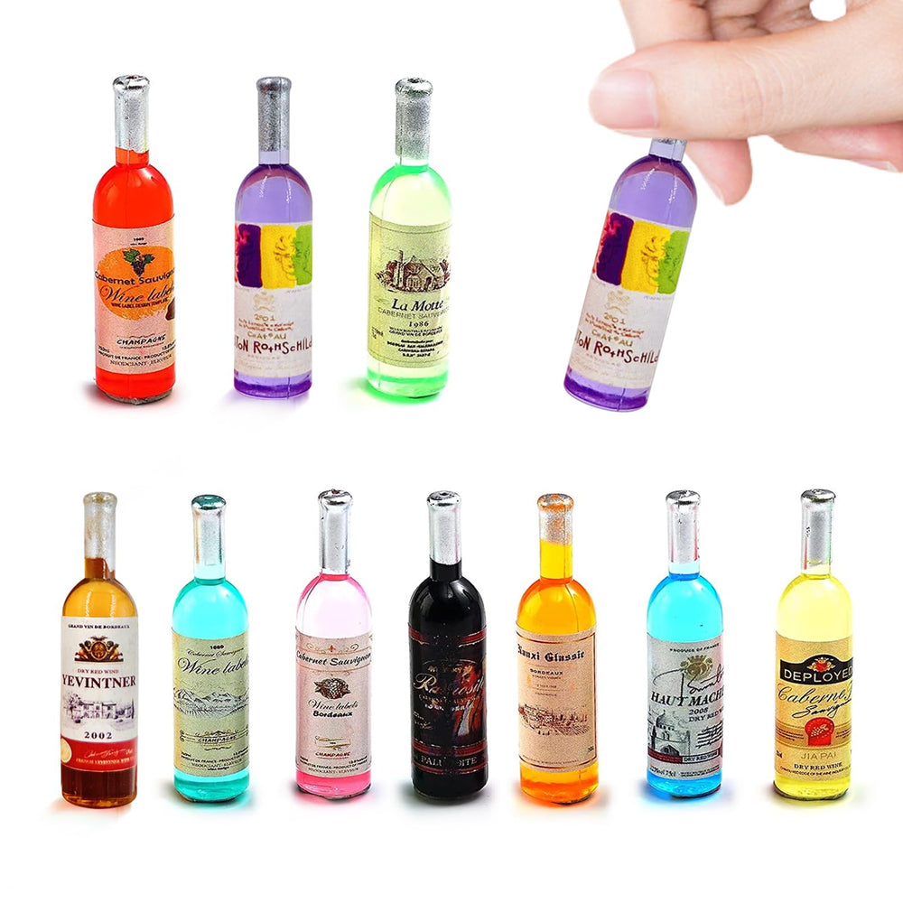 Harewu 1:12 scale miniature wine bottles for dollhouse decor and realistic display