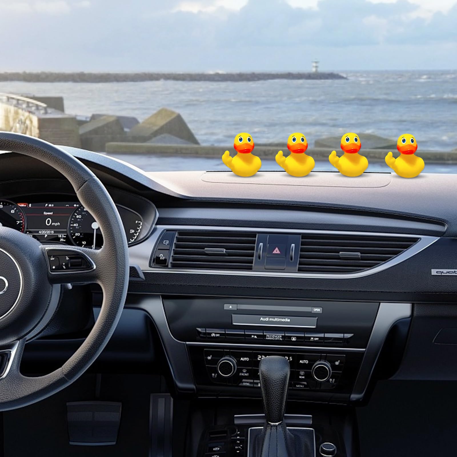 Harewu car dashboard duck decor adds whimsy to travels.