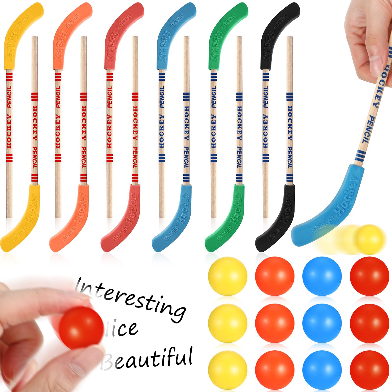 Harloon hockey pencils multicolor set for classroom notes and party favors
