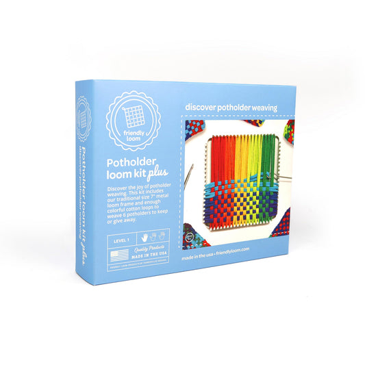 Harrisville Designs Friendly Loom 7x7 metal loom for secure, no-slip weaving on potholders.
