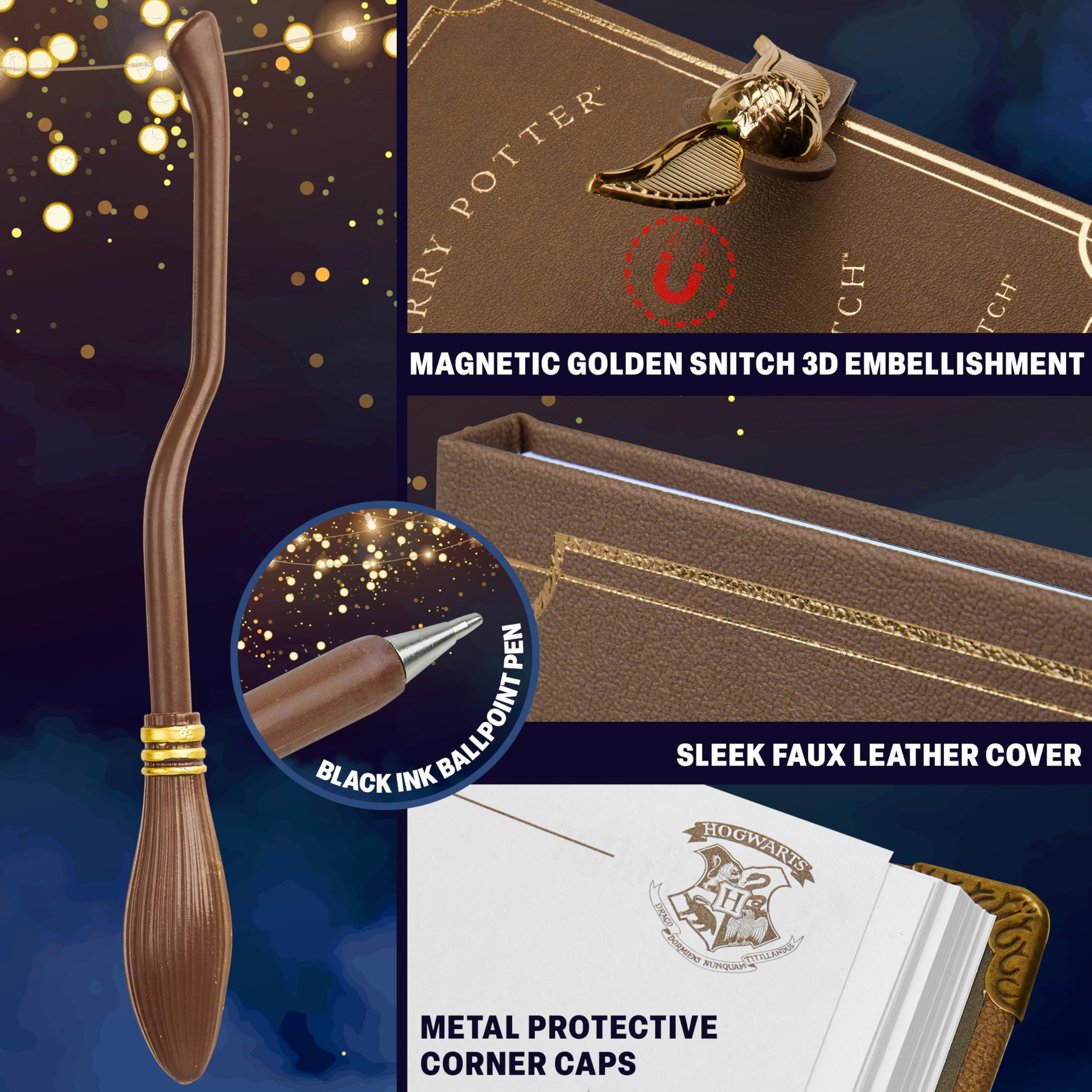 Harry Potter A5 notebook with faux leather cover, durable and comfortable for daily use.