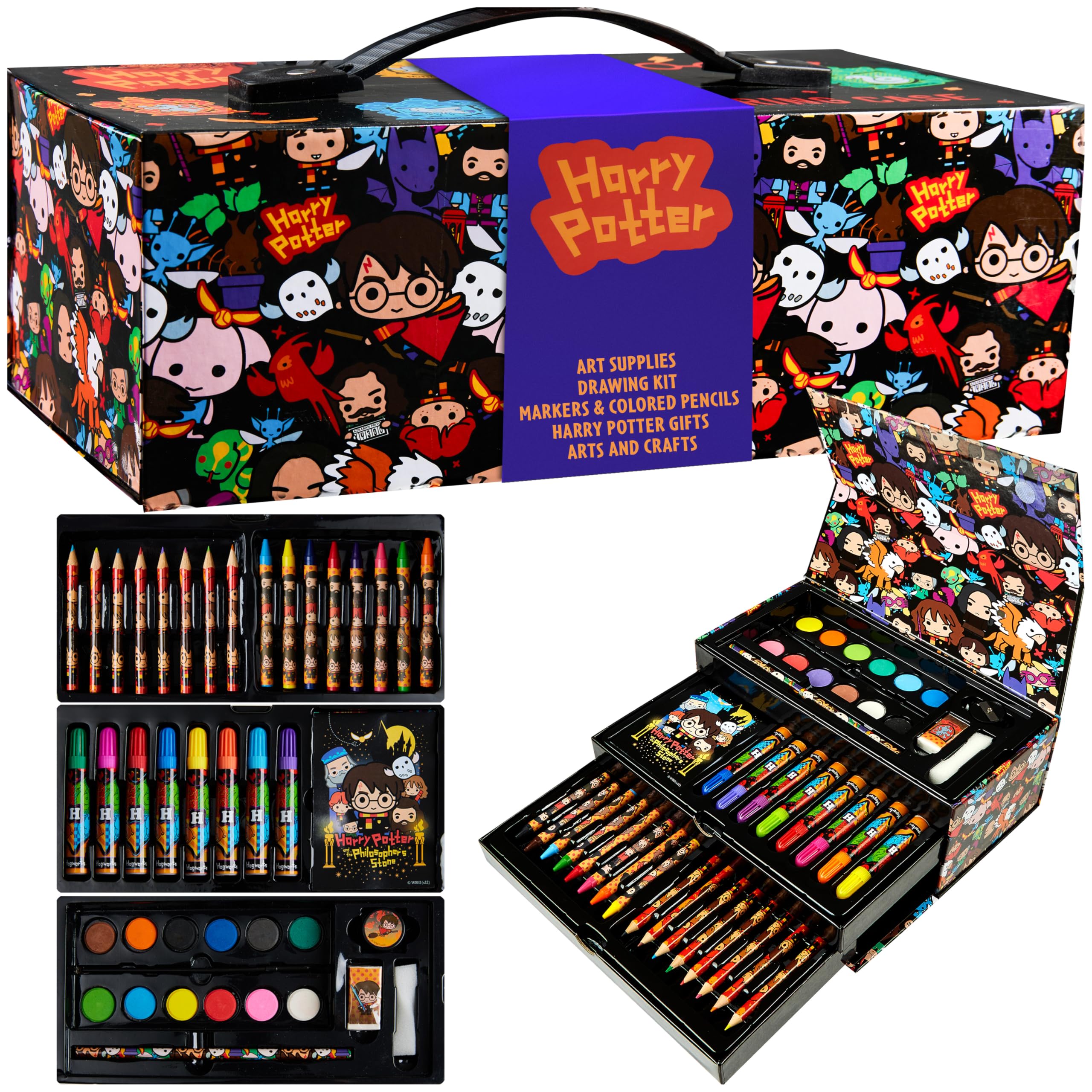 Harry Potter Gifts 130-piece colored pencils kit for creative coloring adventures on the go.