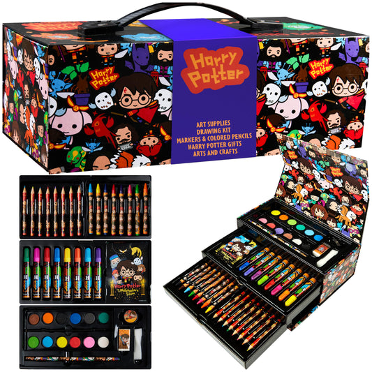 Harry Potter Gifts 130-piece colored pencils kit for creative coloring adventures on the go.