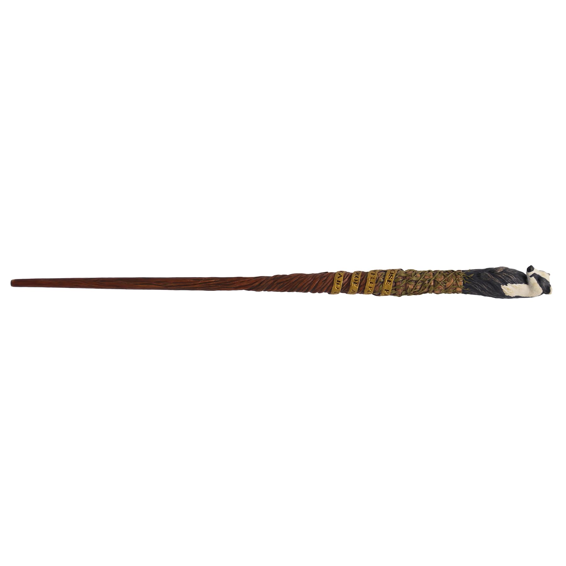 Harry Potter Hufflepuff gold banner motto wand displays collector-worthy detail.