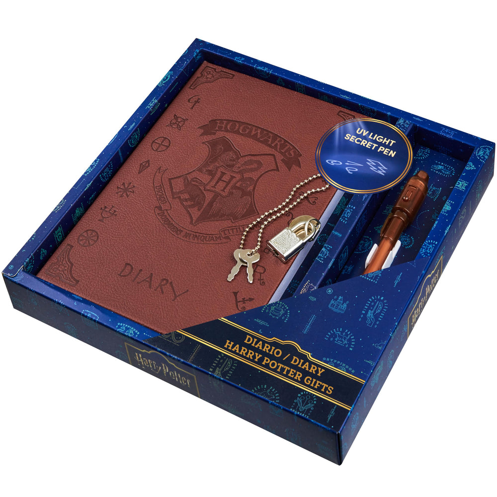 Harry Potter lockable diary with brown cover and key for private journaling.