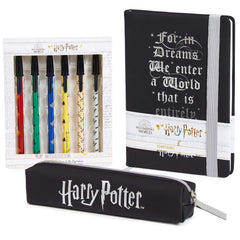 Harry Potter stationery set notebook front view showing Hogwarts-inspired design and lines for notes