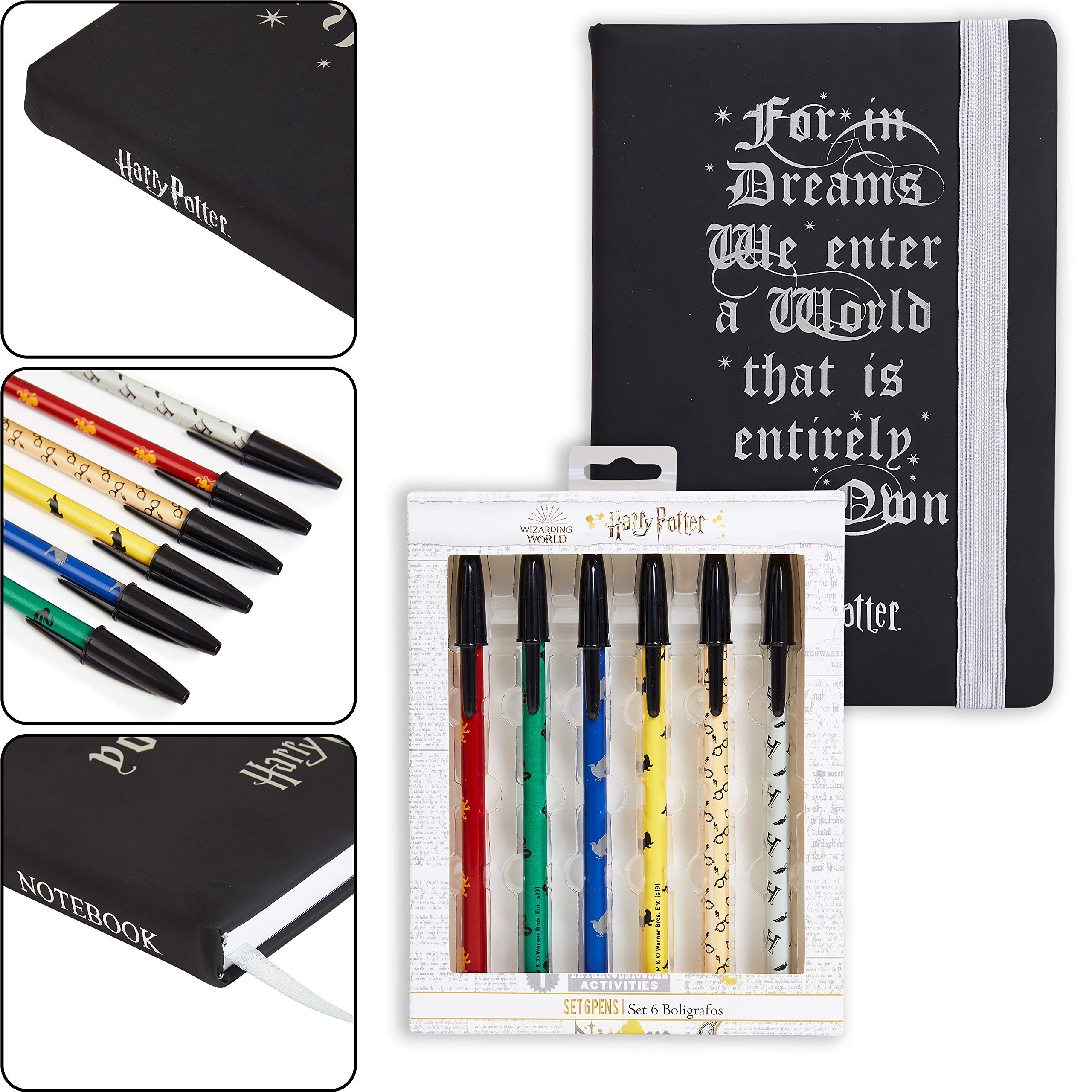 Harry Potter pens pack featuring blue and black ink with wizarding designs