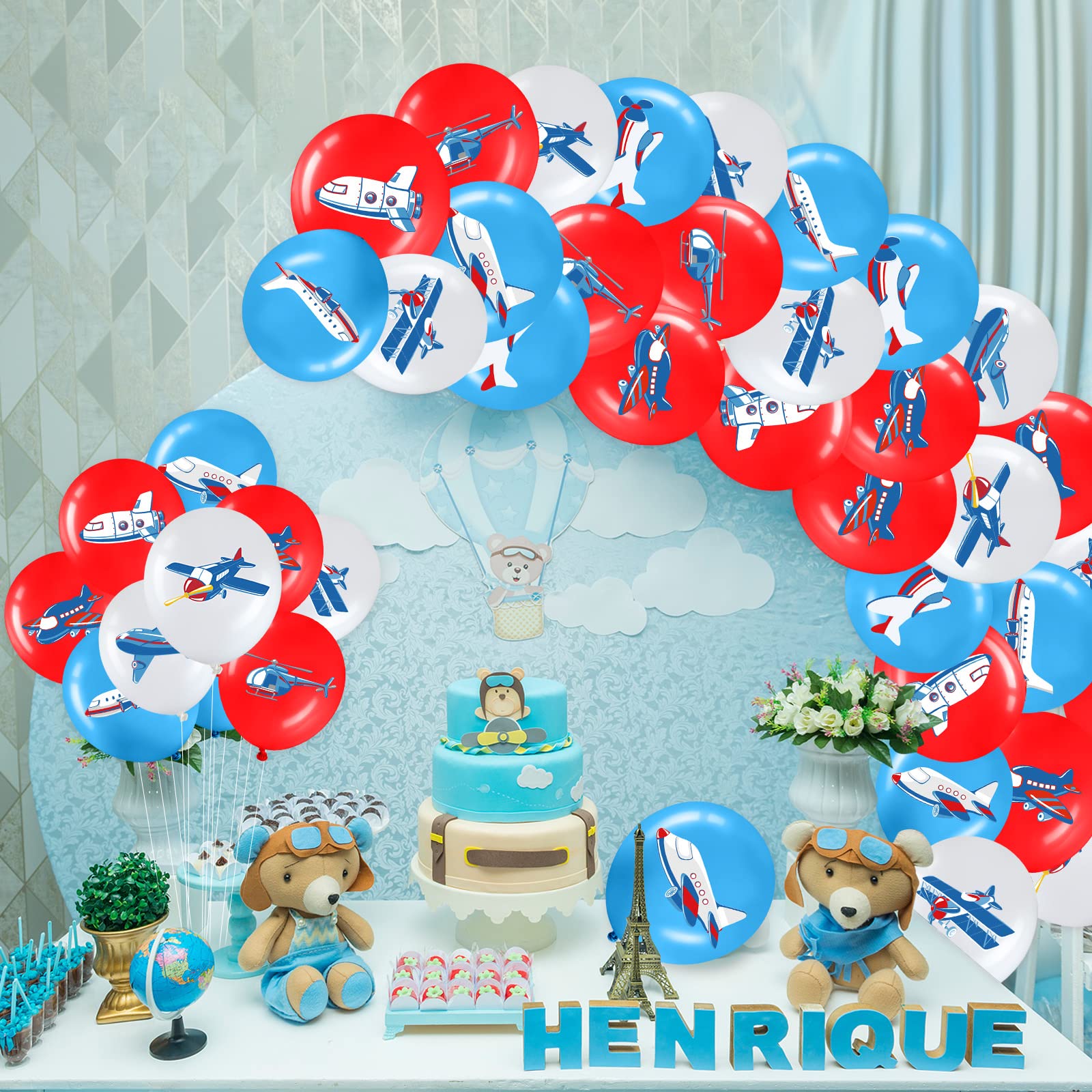 Harrycle Time Flies theme coordinates with other airplane supplies for a cohesive look.