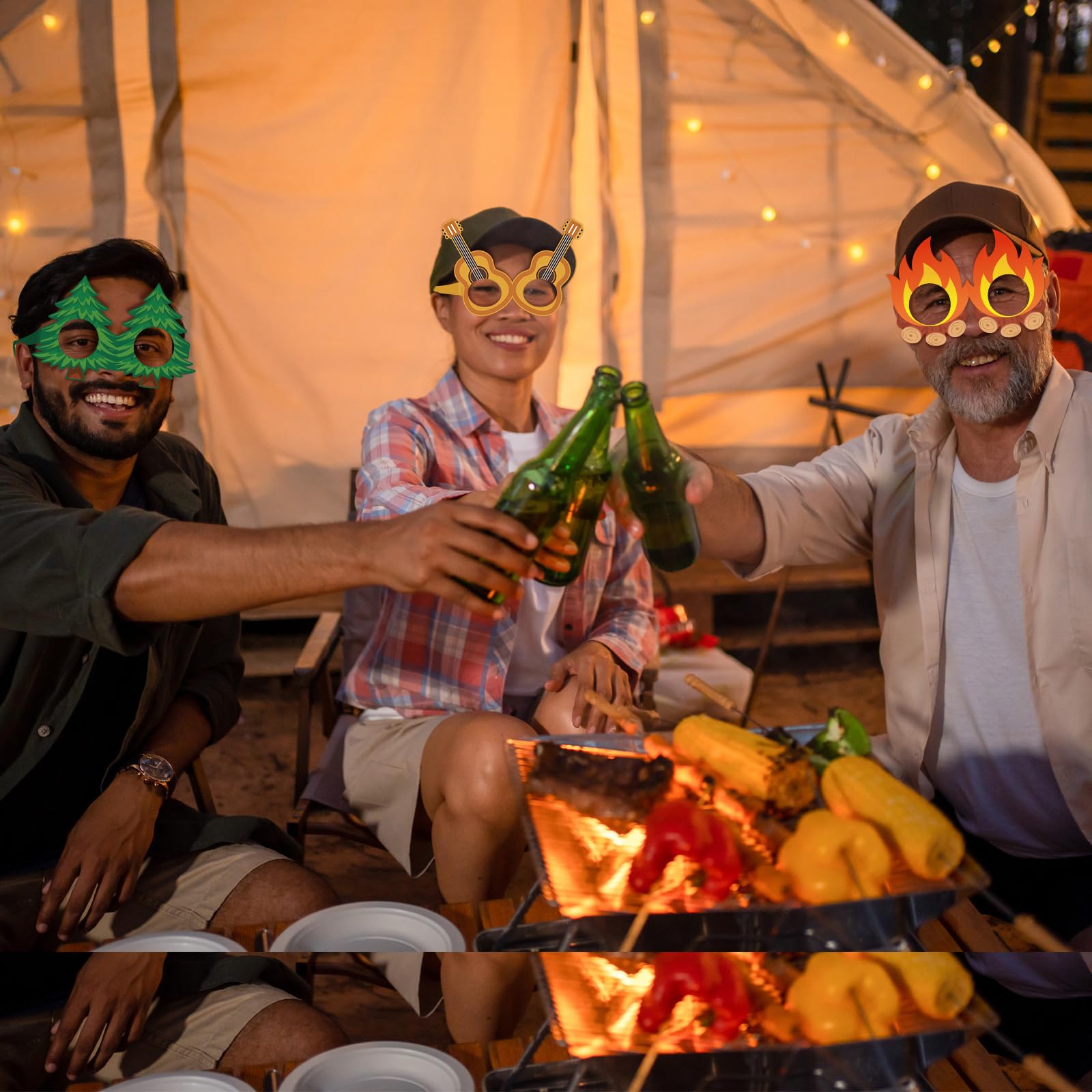 Harrycle camping glasses featuring bear and trees, adds playful nature flair