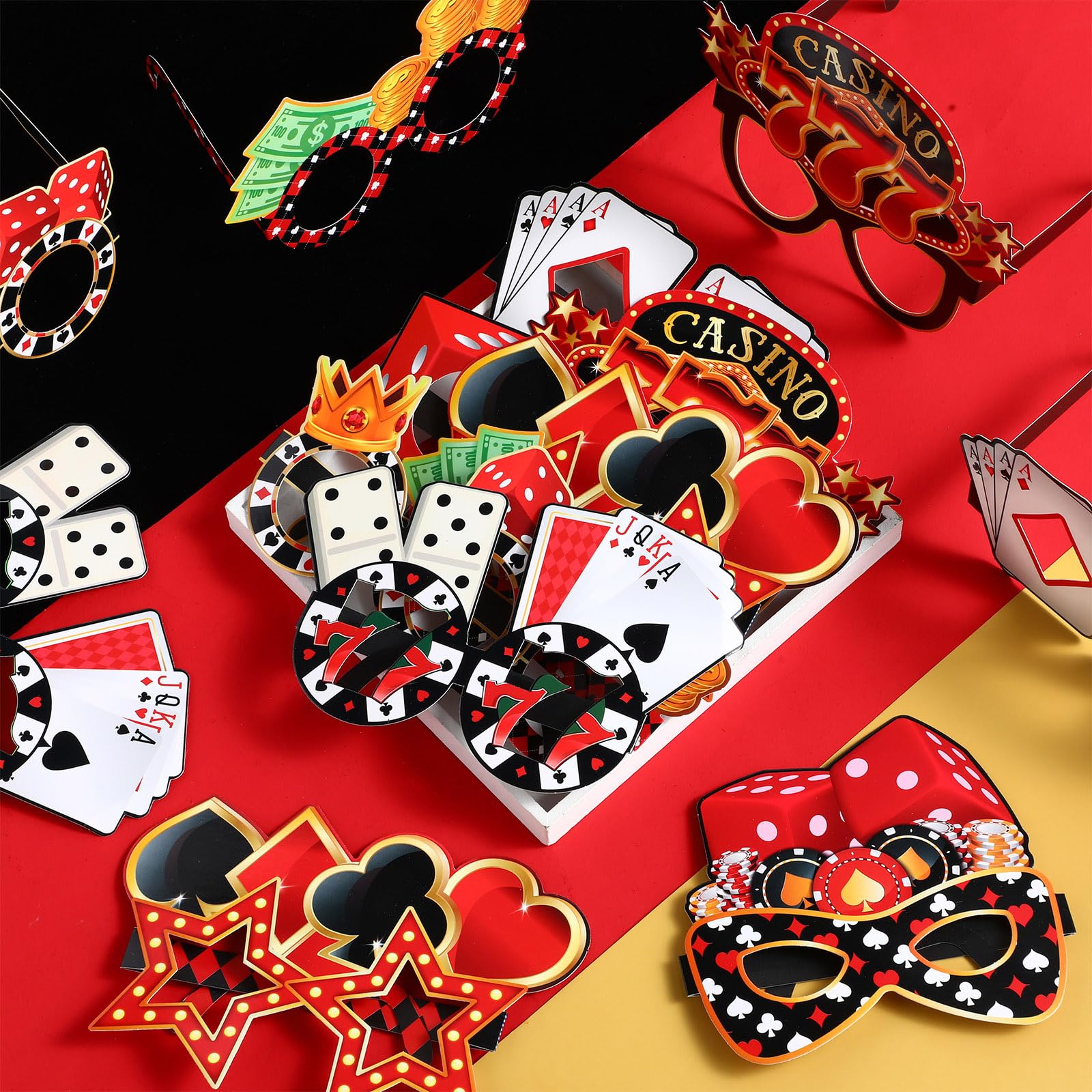 Harrycle casino night glasses are ideal photo booth props for Las Vegas events.