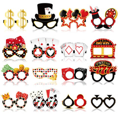 Harrycle casino night glasses with playing cards design for fun photo booth use.