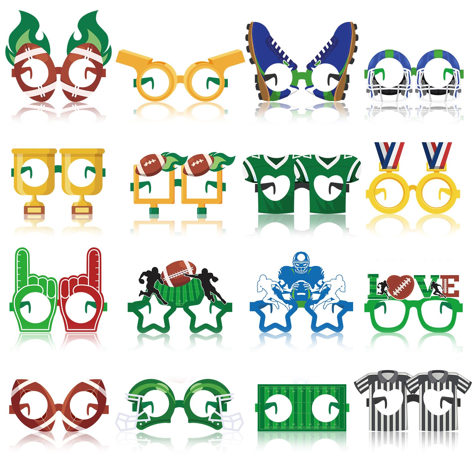 Harrycle football theme glasses frames with 16 styles for vivid party photos