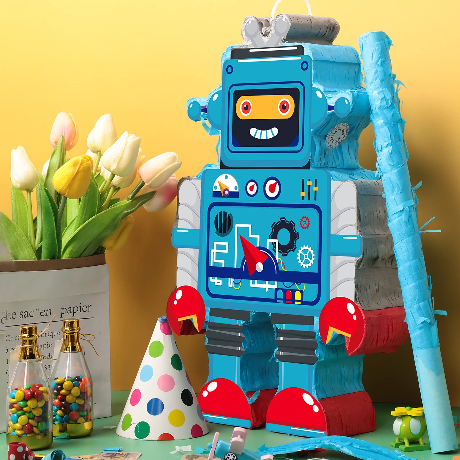 Harrycle complete robot pinata set with accessories.