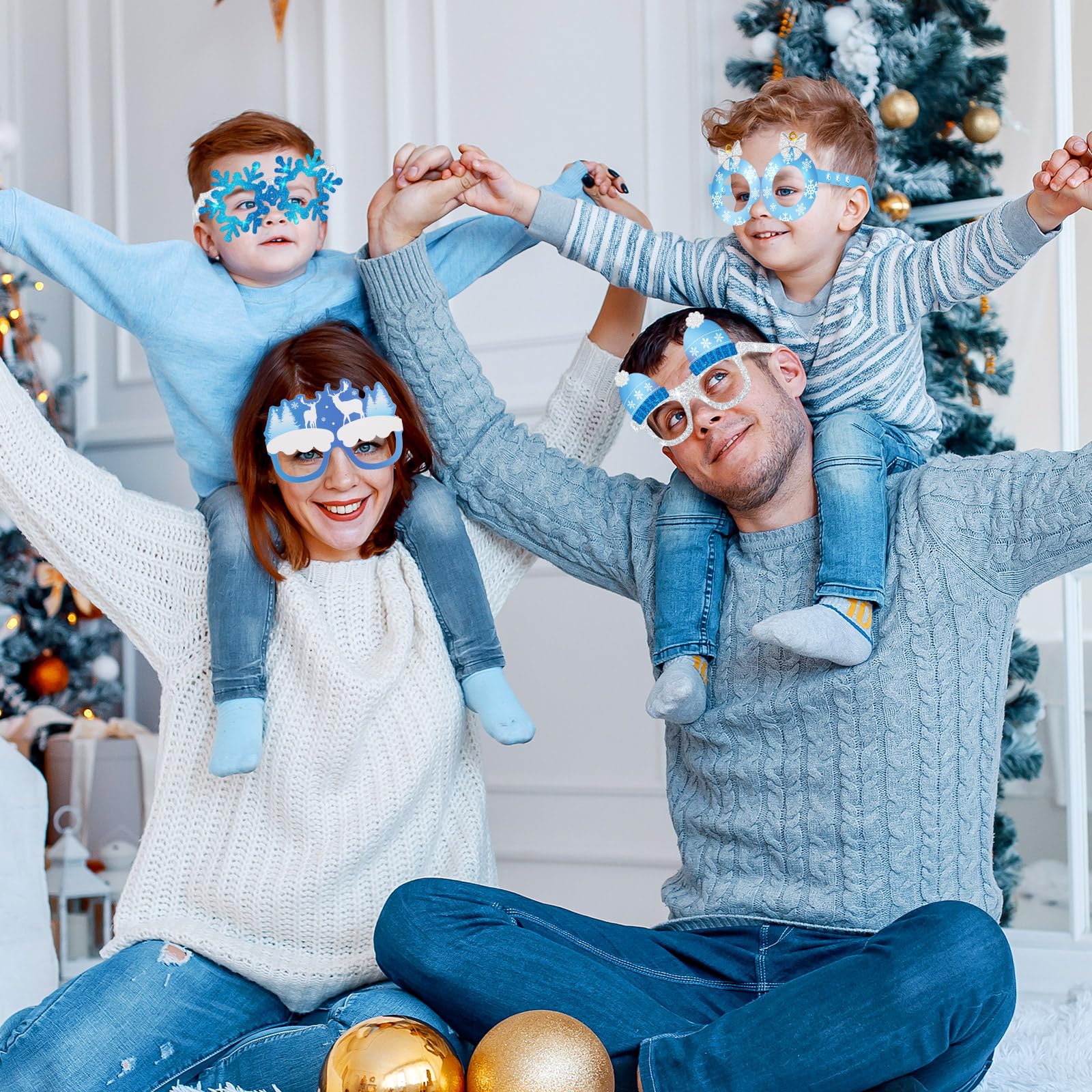 Harrycle winter party decor eyeglasses spark crowd engagement.